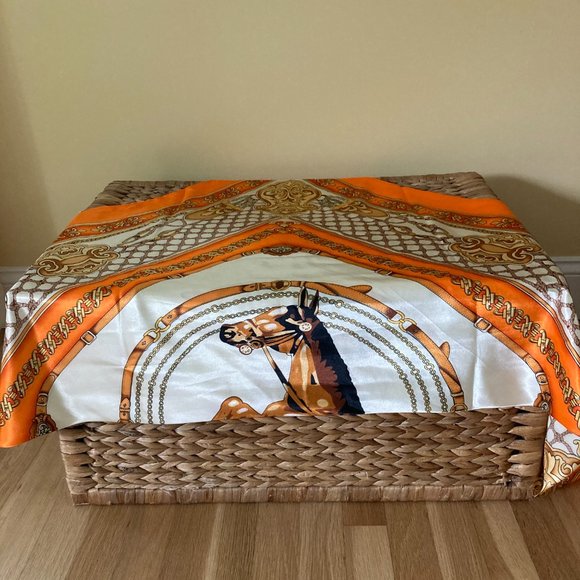 Italian Equestrian Scarf / Shawl Luxury orange - Picture 2 of 5
